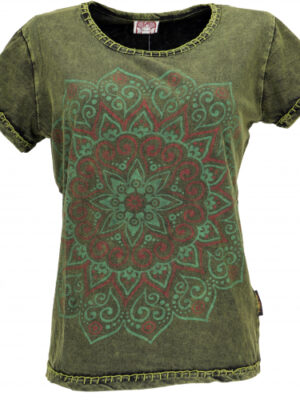 Boho T-Shirt mit Mandaladruck, stonewashed T-Shirt