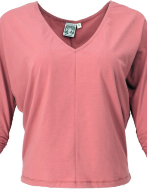 Einfarbiges Basic Fledermaus-Shirt, Langarmshirt aus Biobaumwolle