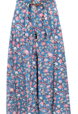 Luftige Sommerhose mit Kokosschnalle, Boho Palazzohose, weite Baumwollhose