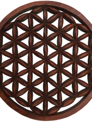 Geschnitztes Wandbild, Deko, Wandrelief, Untersetzer Flower of life – Blume des Lebens